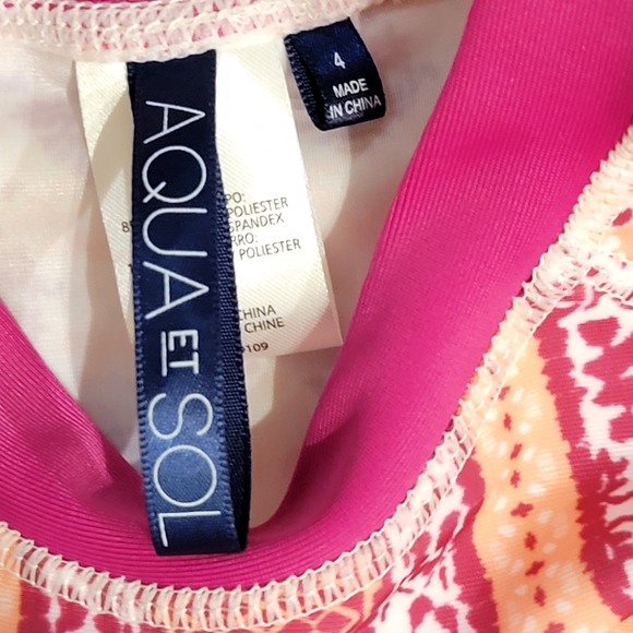 Aqua Et Sol Long Sleeve Rashguard 2 Piece Swimsuit UPF50 - Picture 5 of 8